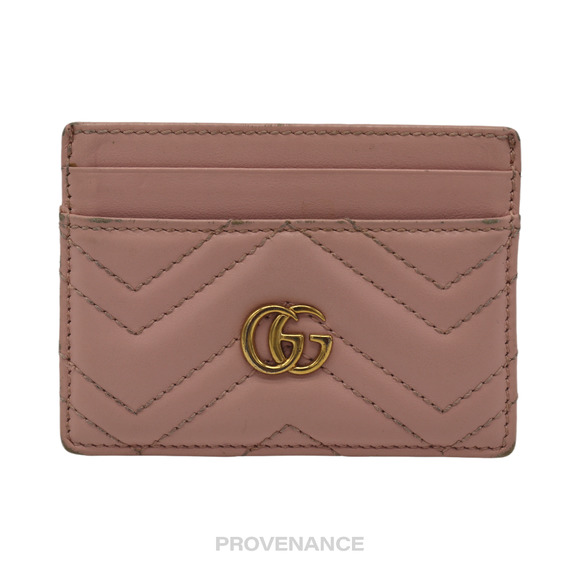 🔴 Gucci GG Matelassé Card Holder Wallet - Powder Pink